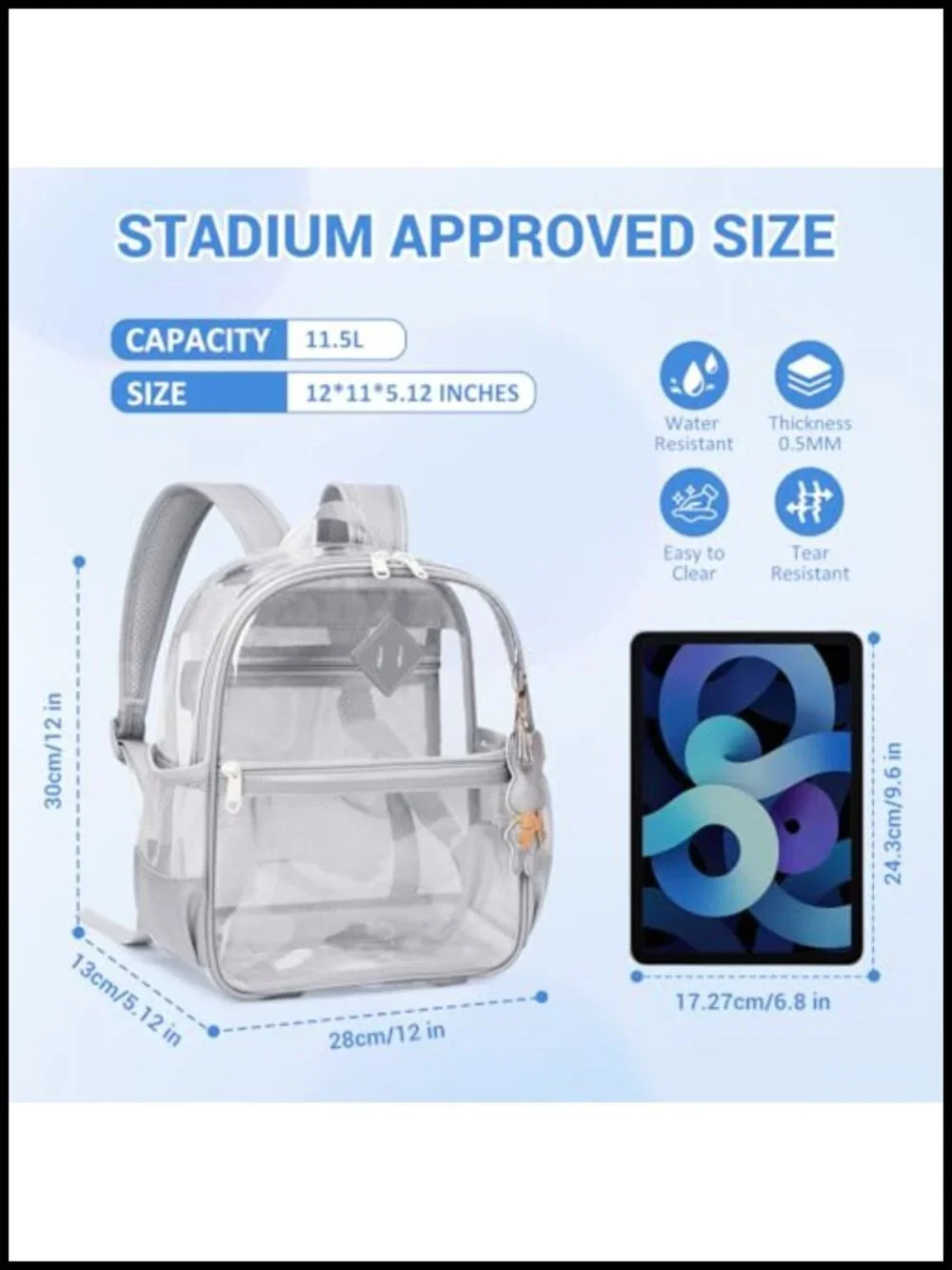 Clear Backpack Stadium Approved TPU Mini Event Bag